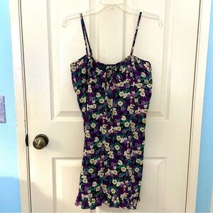Shein Floral Purple Dress with Keyhole & Adjustable Straps Size Medium
